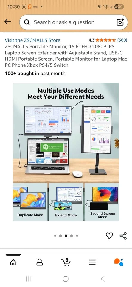 15.6" Portable Monitor + Stand & Smart Case - photo 2