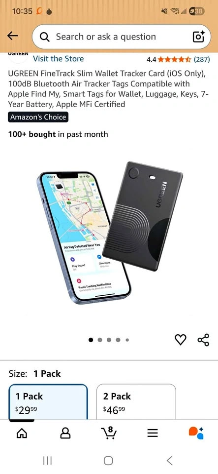 UGREEN FineTrack Slim Wallet Tracker Card (iOS Only)