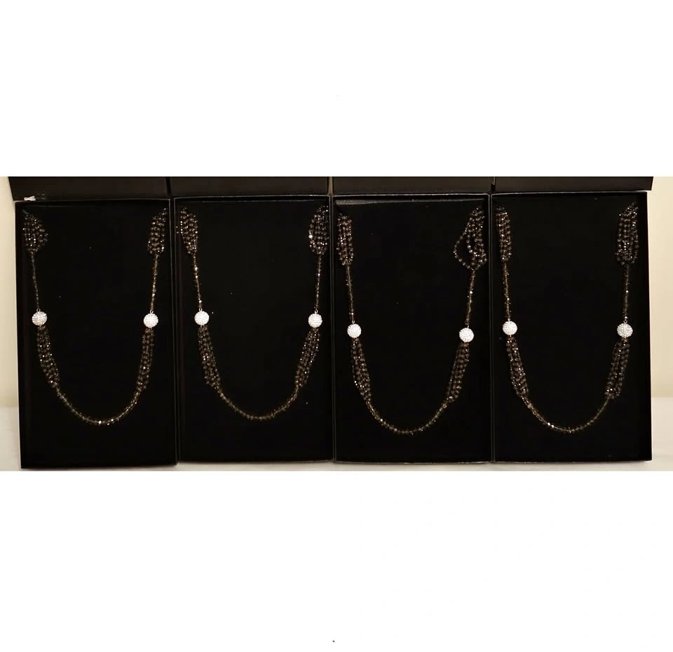 Lot of 4 Kathy Levine 36" Black, Gray Crystal Ball Necklaces