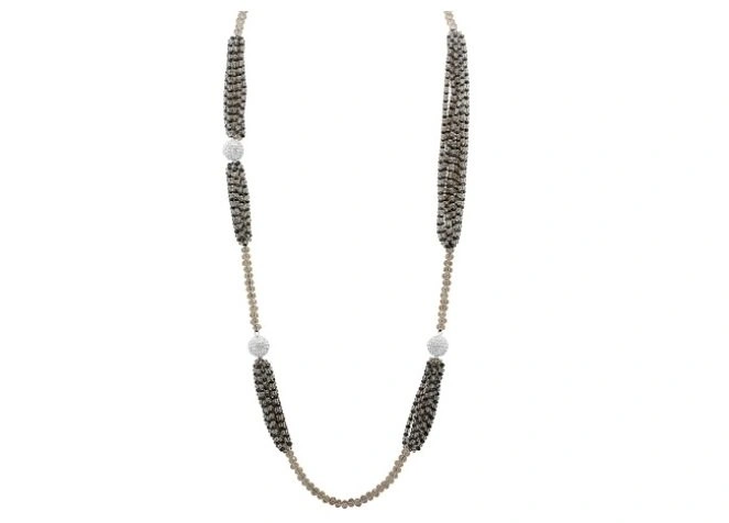 Lot of 4 Kathy Levine 36" Black, Gray Crystal Ball Necklaces - photo 2