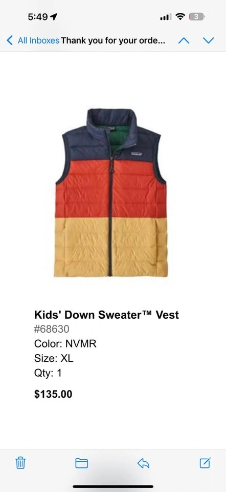 Patagonia Kids Down Vest Brand New