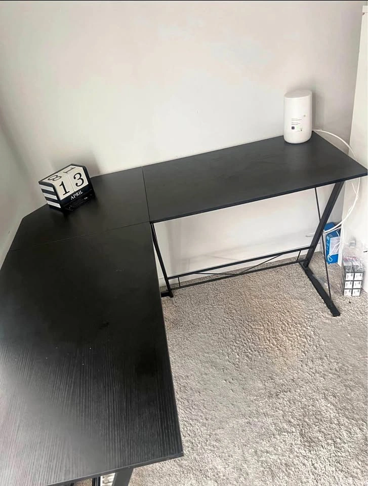 Black L shaped desk