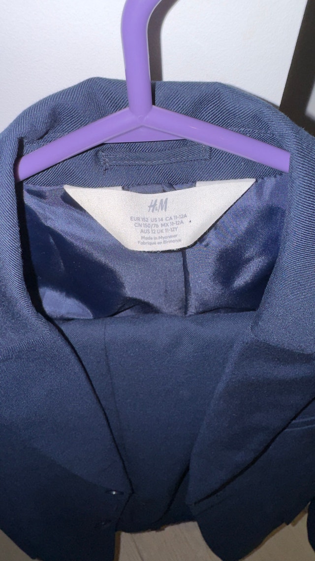 Kids H&M Navy Blue Suit Jacket and Pants - Size 14 - photo 3