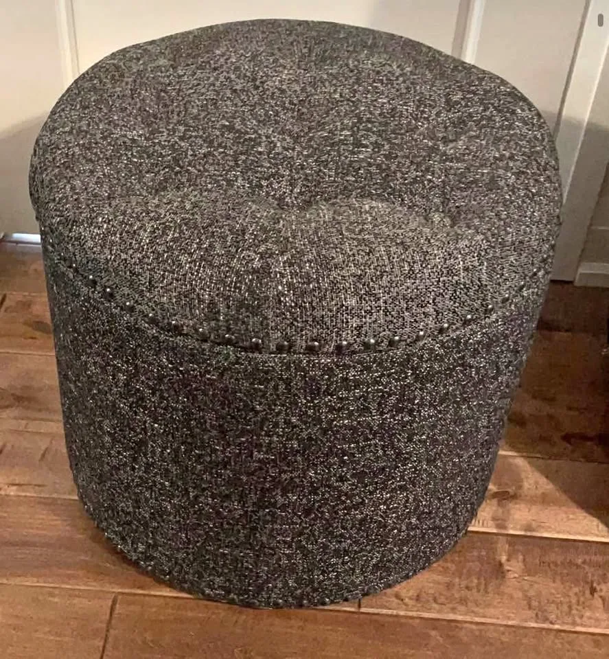 Grey Round Storage Ottoman thumbnail