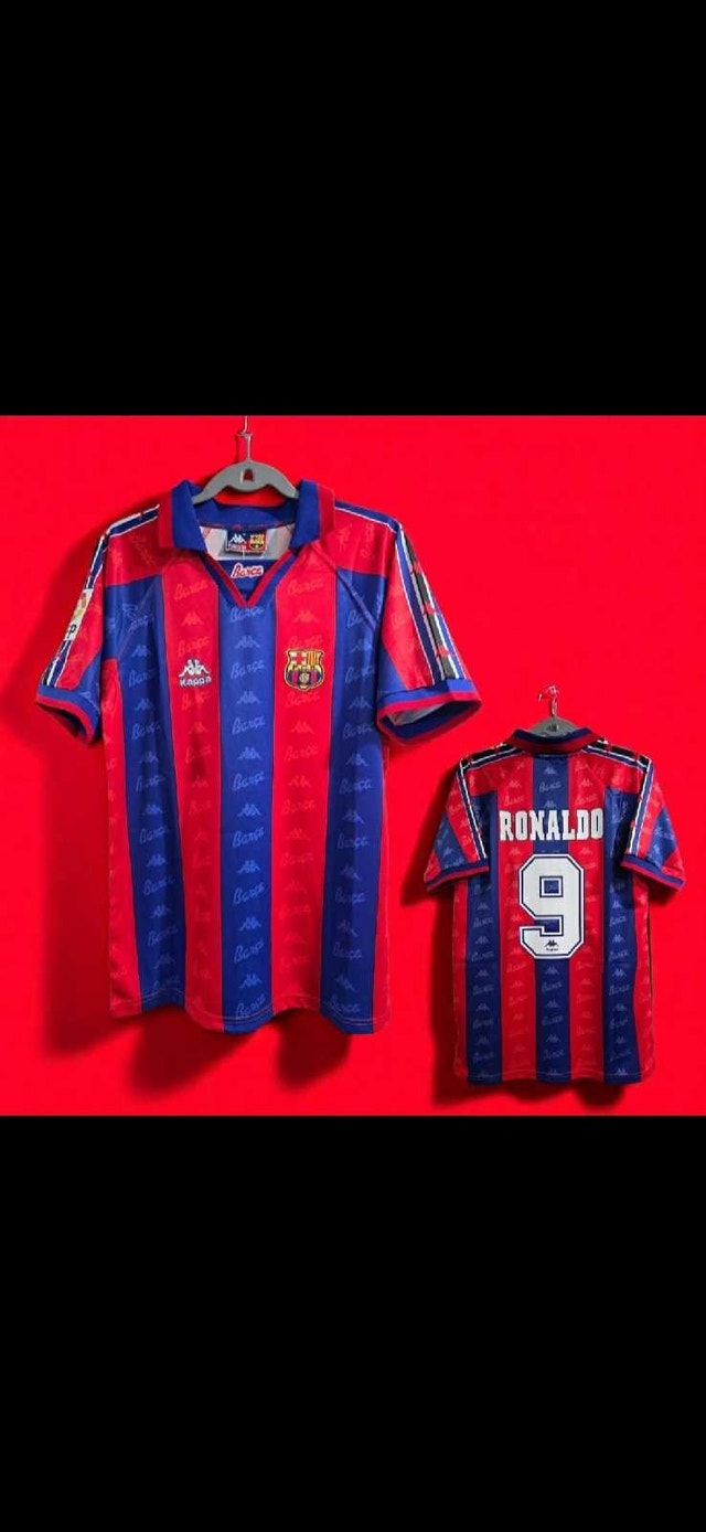 Retro Ronaldo #9 FC Barcelona 1996/1997 Home Kappa Vintage Jerse