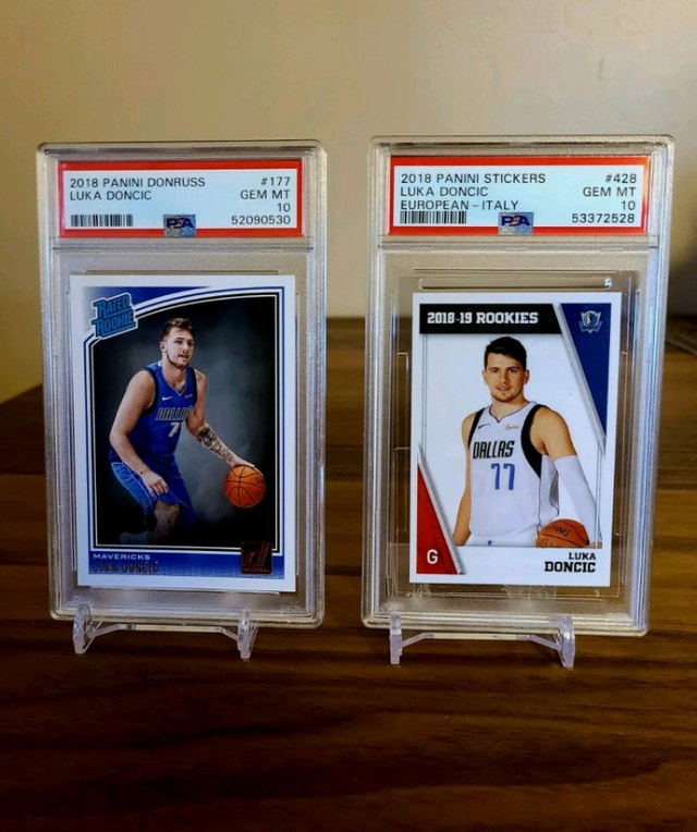Doncic #428 Italy PSA 10 & Donruss Rated RC PSA 10 #177