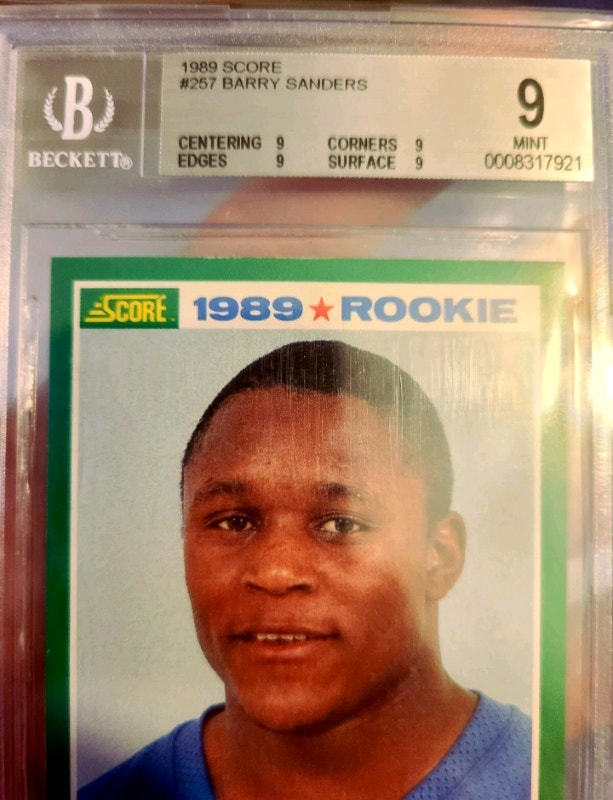 BARRY SANDERS RC #257 BGS 9 THE GOAT - photo 2