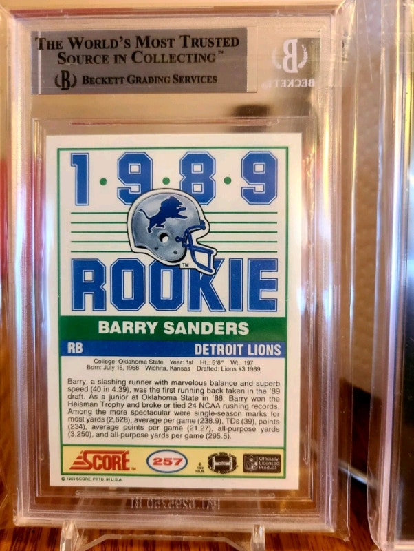 BARRY SANDERS RC #257 BGS 9 THE GOAT - photo 3