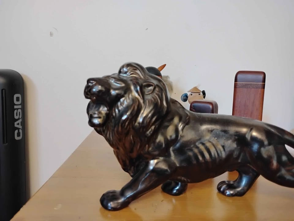 Vintage MCM Black Lion Figurine