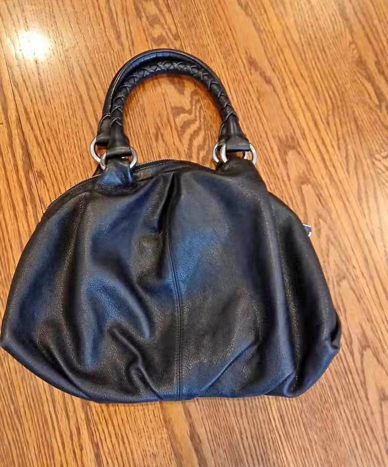 Hugo Boss Black Leather Braided-Handle Shoulder Bag
