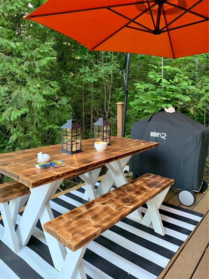 BBQ Style Outdoor Table and Benches