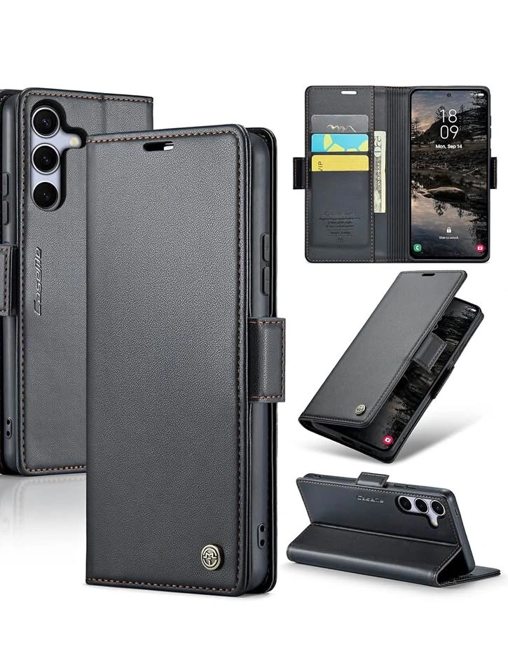 CaseMe Wallet Case for Samsung Galaxy S25 Plus (Black)