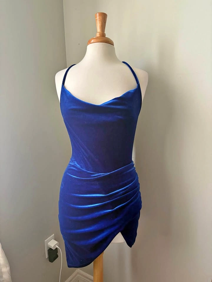 Royal Blue Velvet Dress