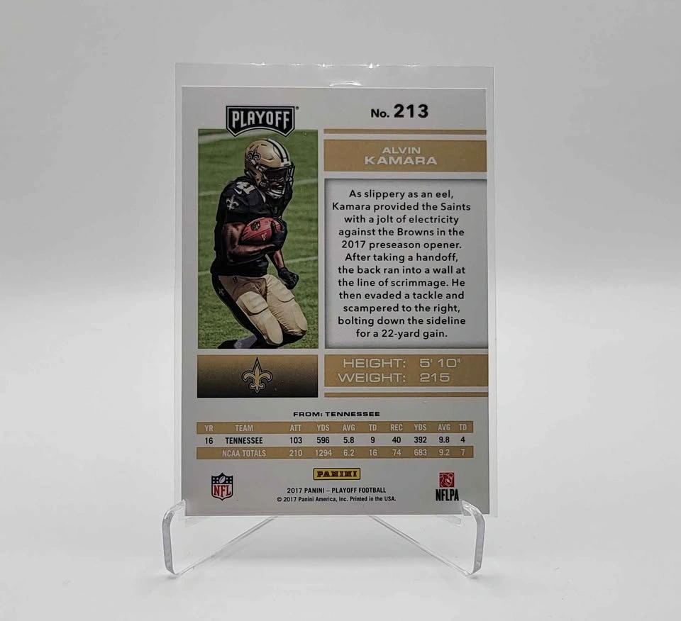 Alvin Kamara RC 2017 Panini Playoff Football #213 Saints Rookie - photo 2