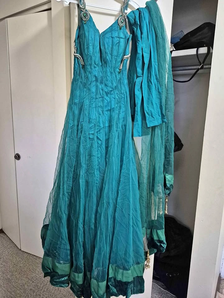 Teal Embellished Indian Gown Dress