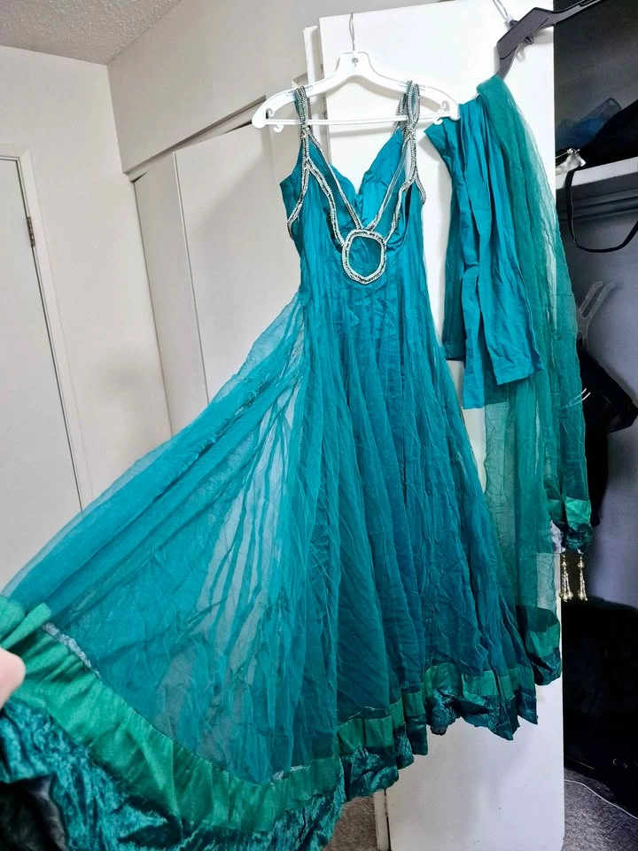 Teal Embellished Indian Gown Dress - photo 5