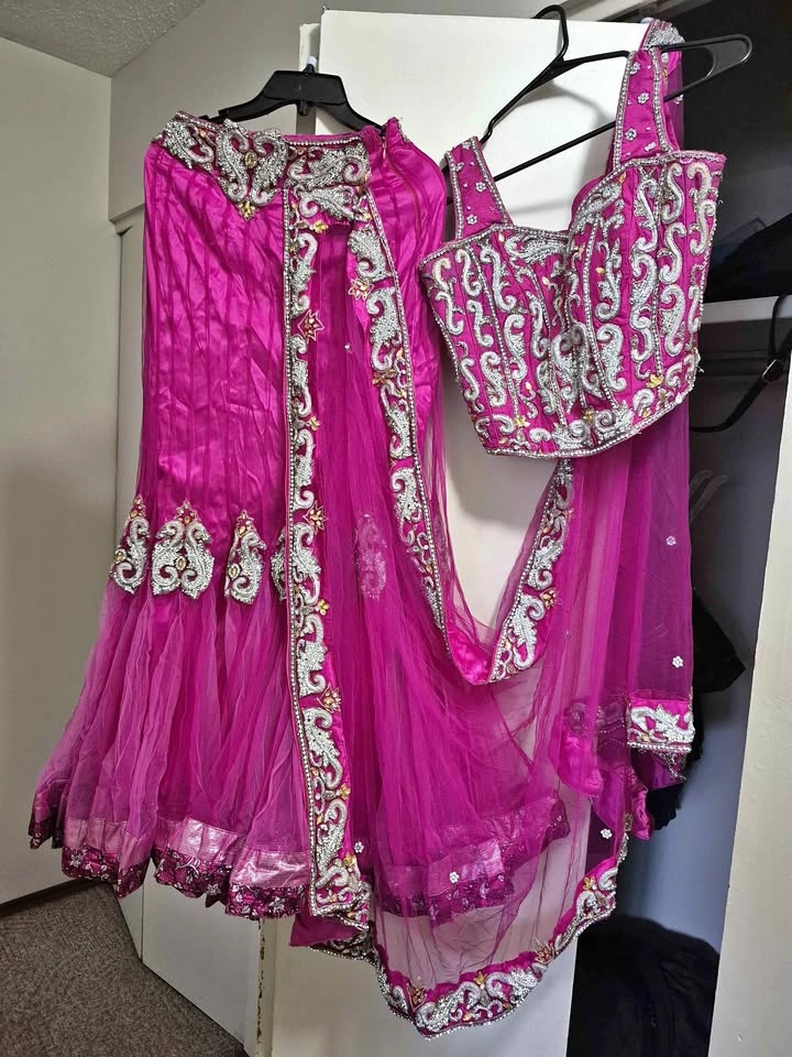 Pink Embroidered Indian Lehenga Choli