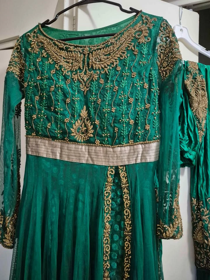 Green Embroidered Indian Anarkali Suit - photo 4