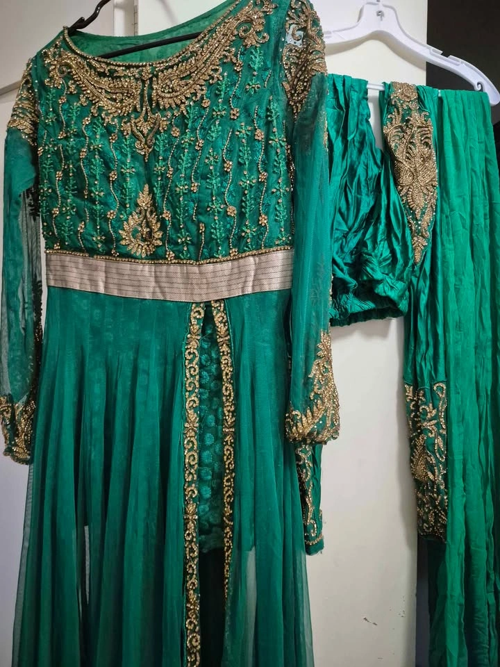 Green Embroidered Indian Anarkali Suit - photo 5