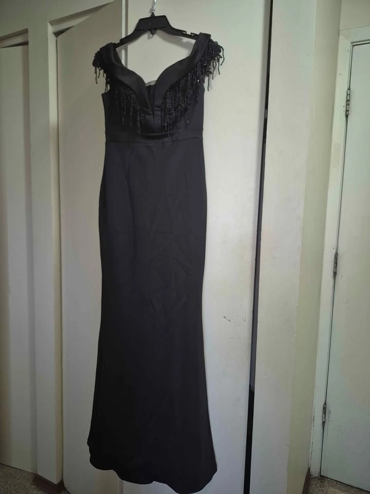 Black Beaded Fringe Formal Dress - photo 3