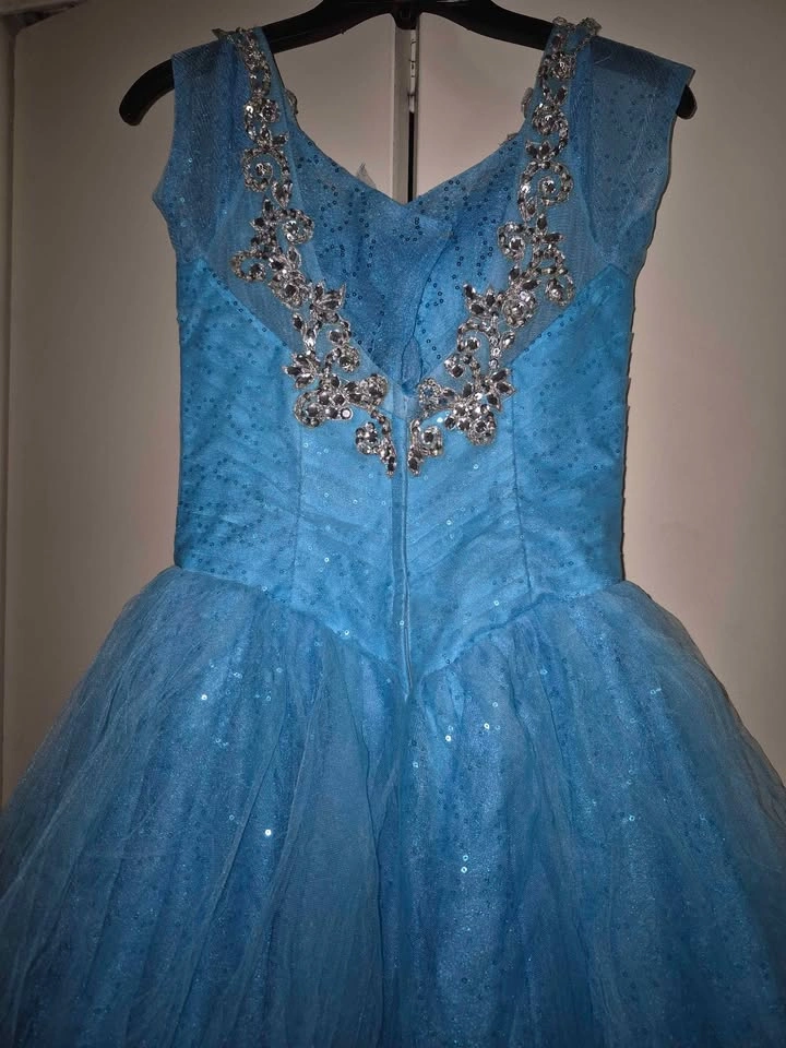 Sparkly light blue embellished formal gown - photo 3