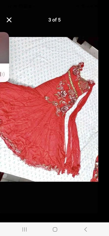 Red Embroidered Beaded Formal Dress with Dupatta
