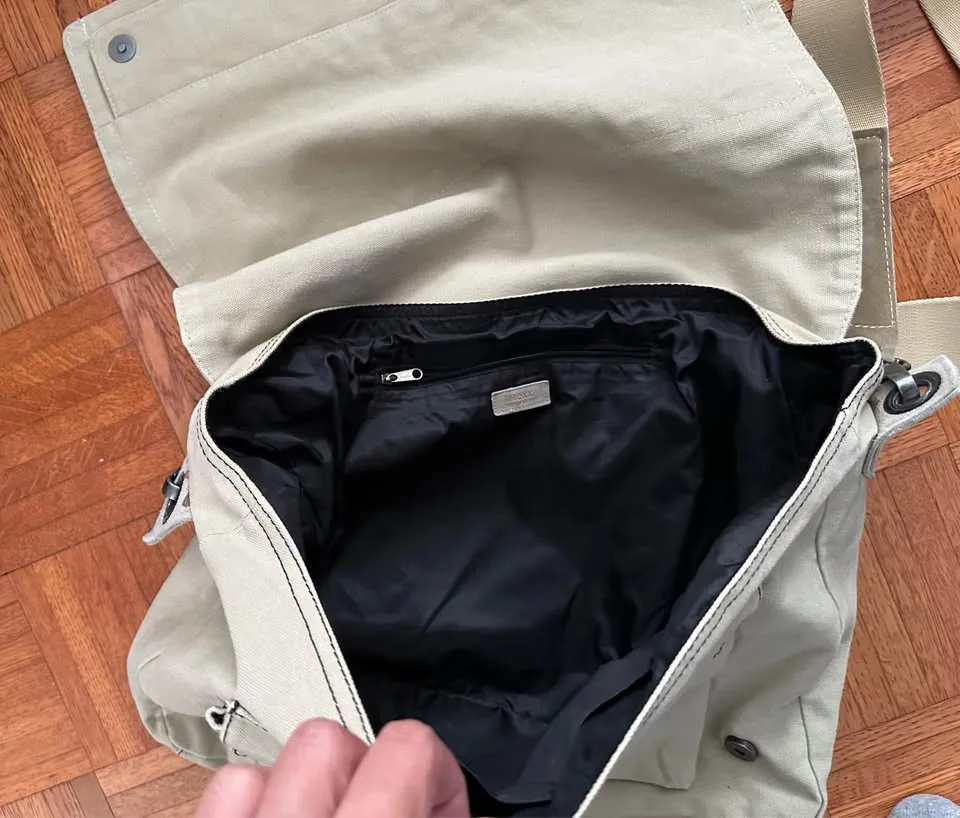 Mexx suede and heavy canvas messenger bag image indicator(2)