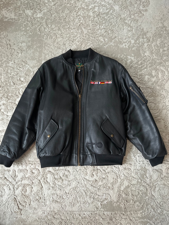 Vintage Bombardier Global Express Leather Bomber Jacket - photo 3