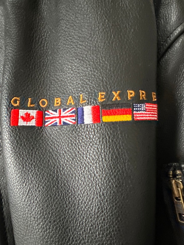 Vintage Bombardier Global Express Leather Bomber Jacket - photo 5
