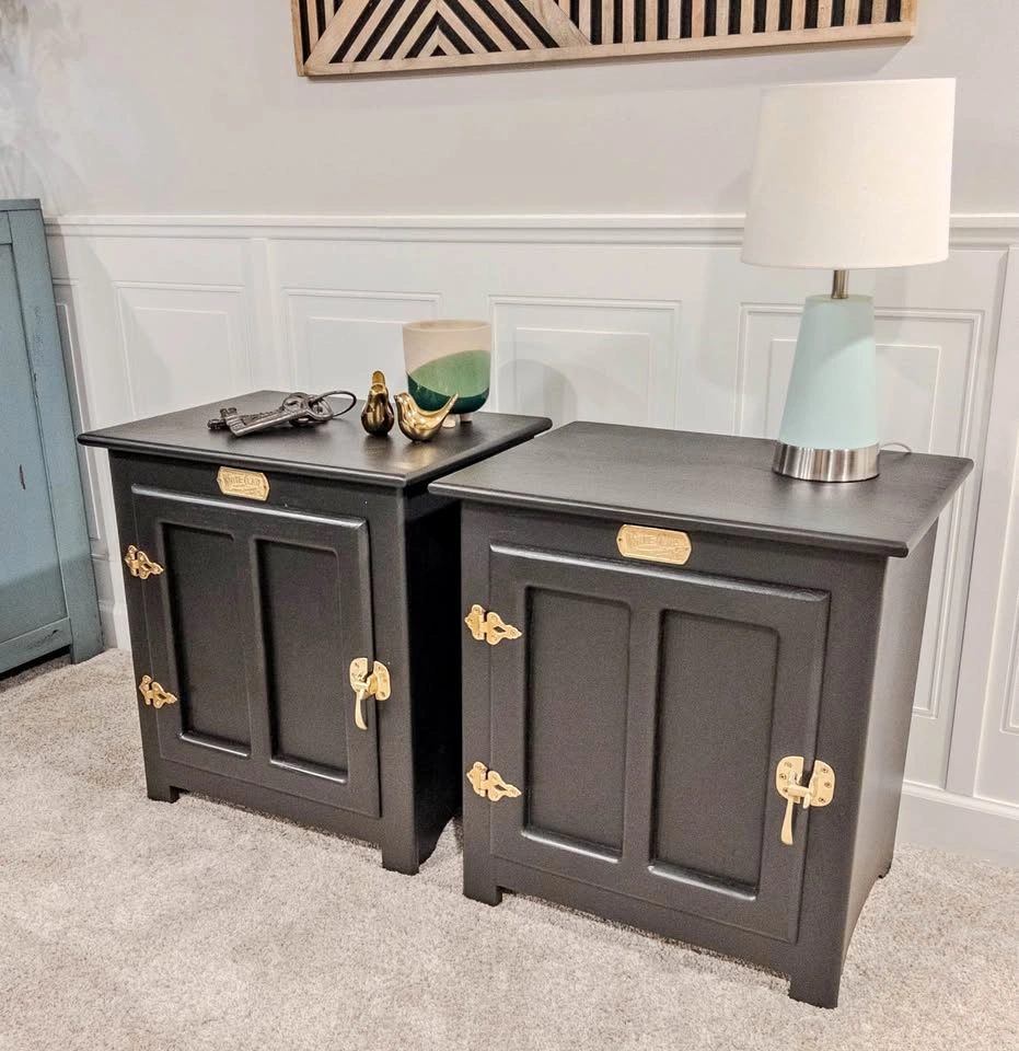 Antique Ice Box Nightstands — Matching Pair | White Clad