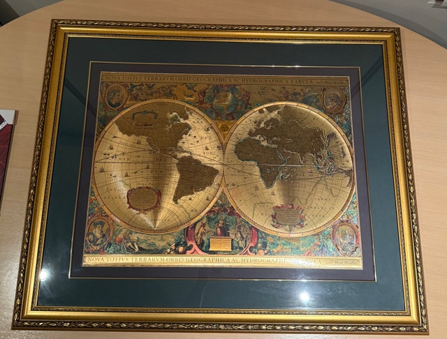 Framed World Map 28x32