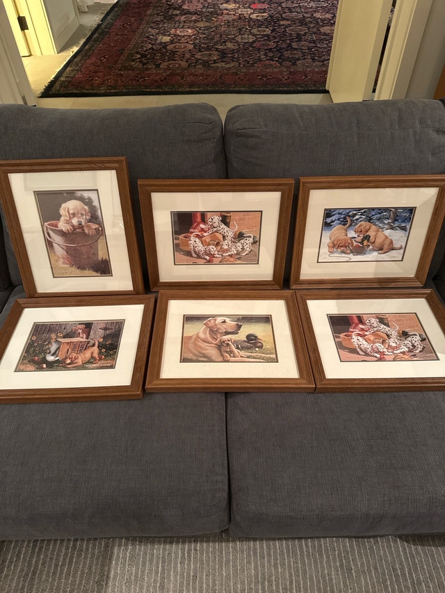 Jim Lamb Framed Prints - Set of 6 Dog & Puppy Art
