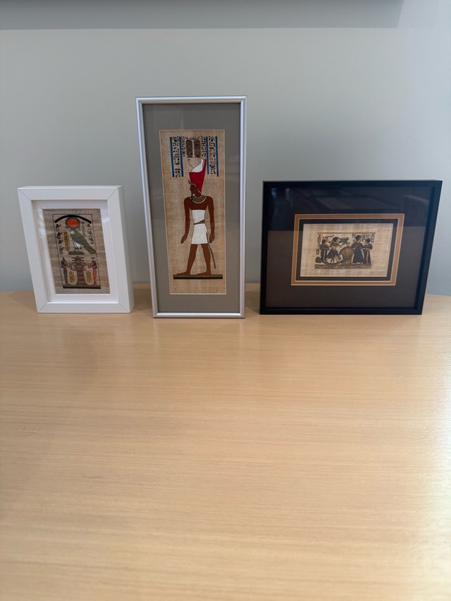 Set of 3 Framed Egyptian Papyrus Art