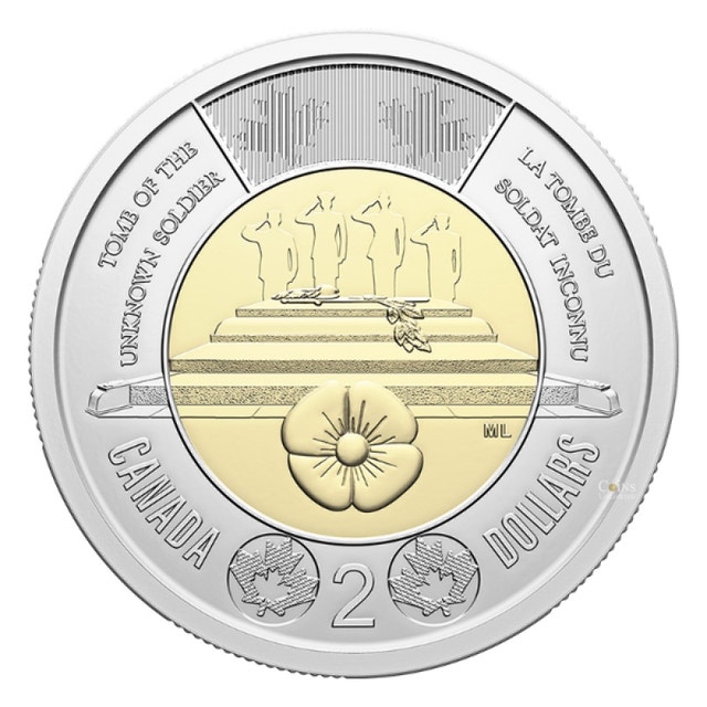 2025 Canada $2 Unknown Soldier Non-Colourized Toonie