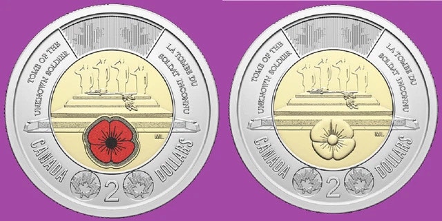 2025 Canada $2 Unknown Soldier Toonie Coins