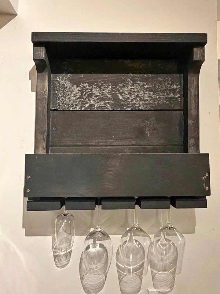 Rustic Wooden Wall-Mounted Wine Rack
