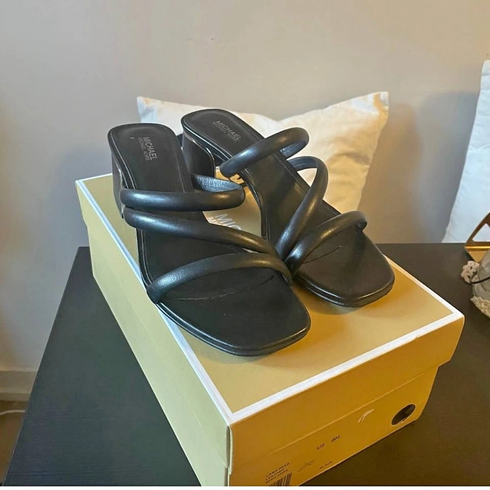 Michael Kors Black Strappy Open-Toe Mule Sandals US 8