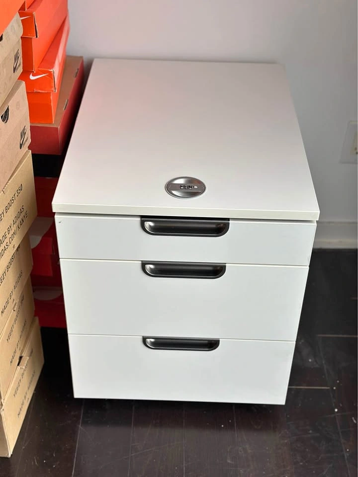 White Ikea Galant Rolling Drawer File Locking Storage Cabinet