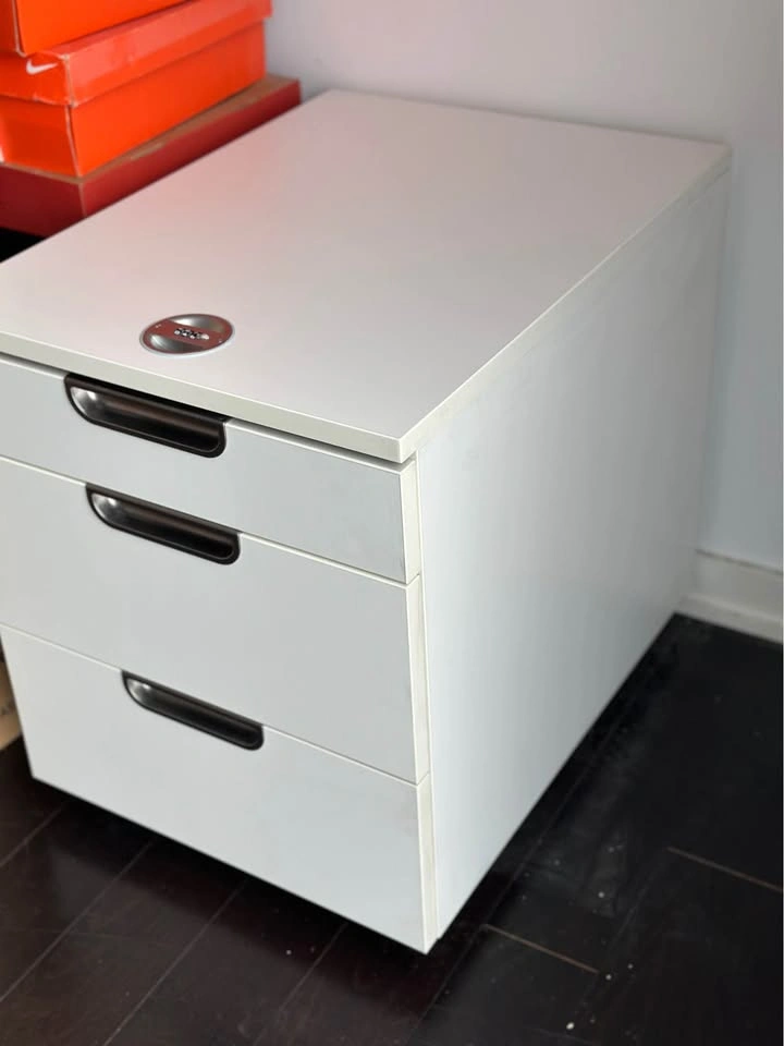 White Ikea Galant Rolling Drawer File Locking Storage Cabinet - photo 2