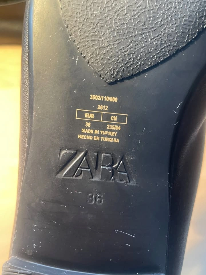 Zara Black Leather Pointy Ballet Flats - photo 4