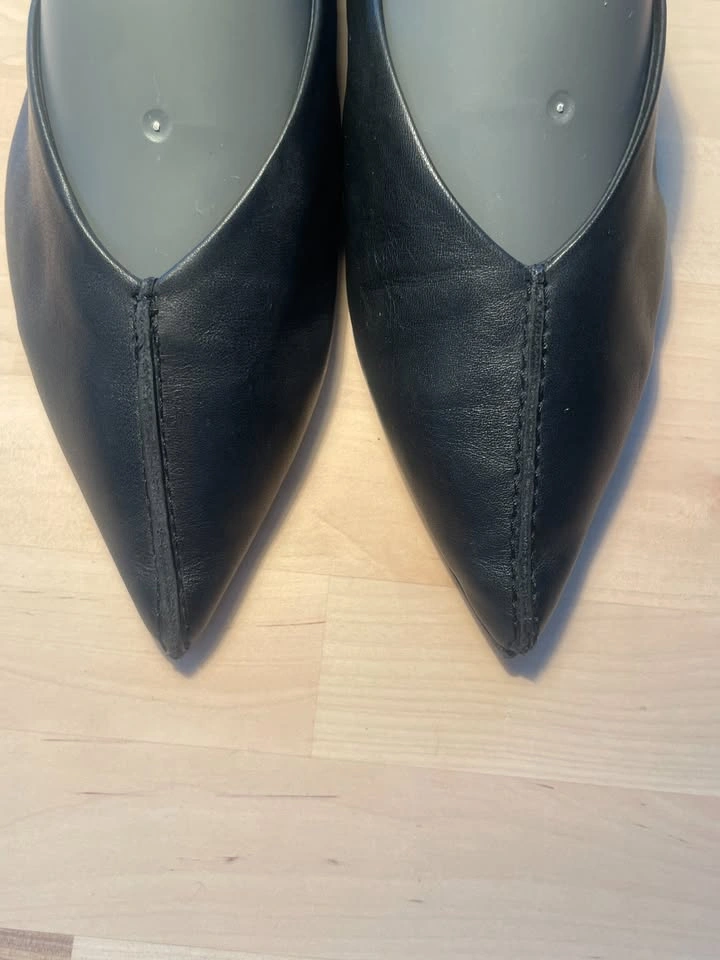 Zara Black Leather Pointy Ballet Flats - photo 5