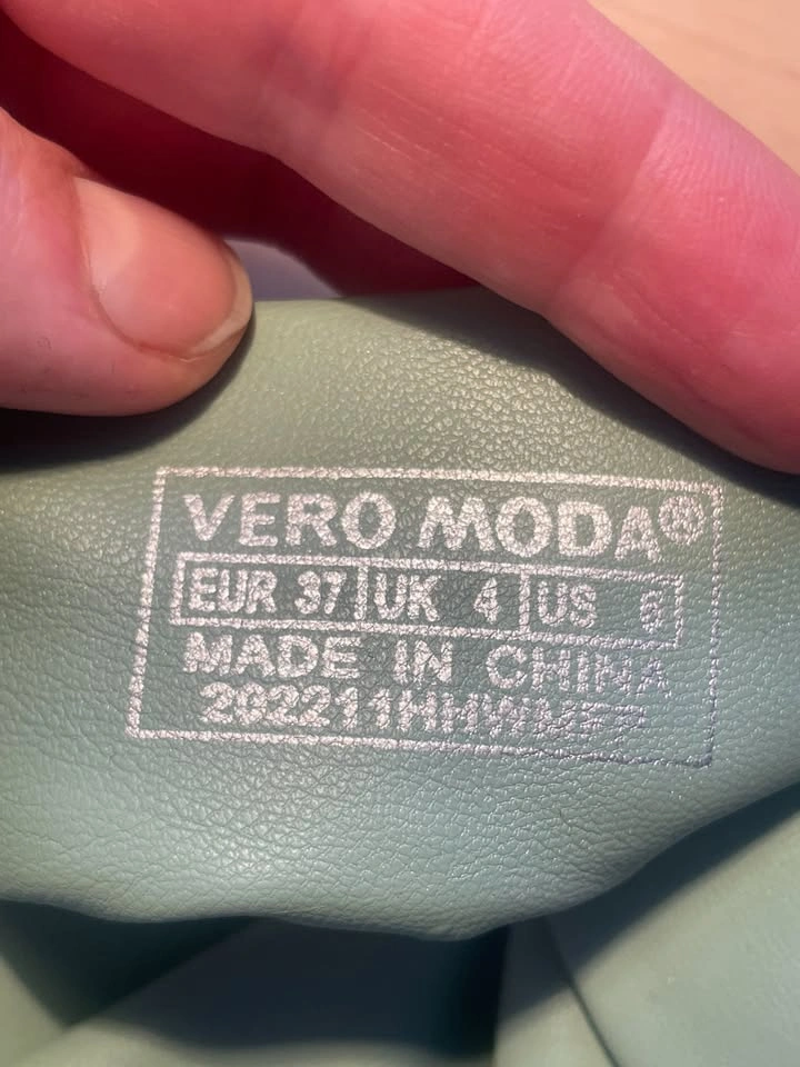 US 7 Vero Moda twist square toe flat sandals mint green - photo 5