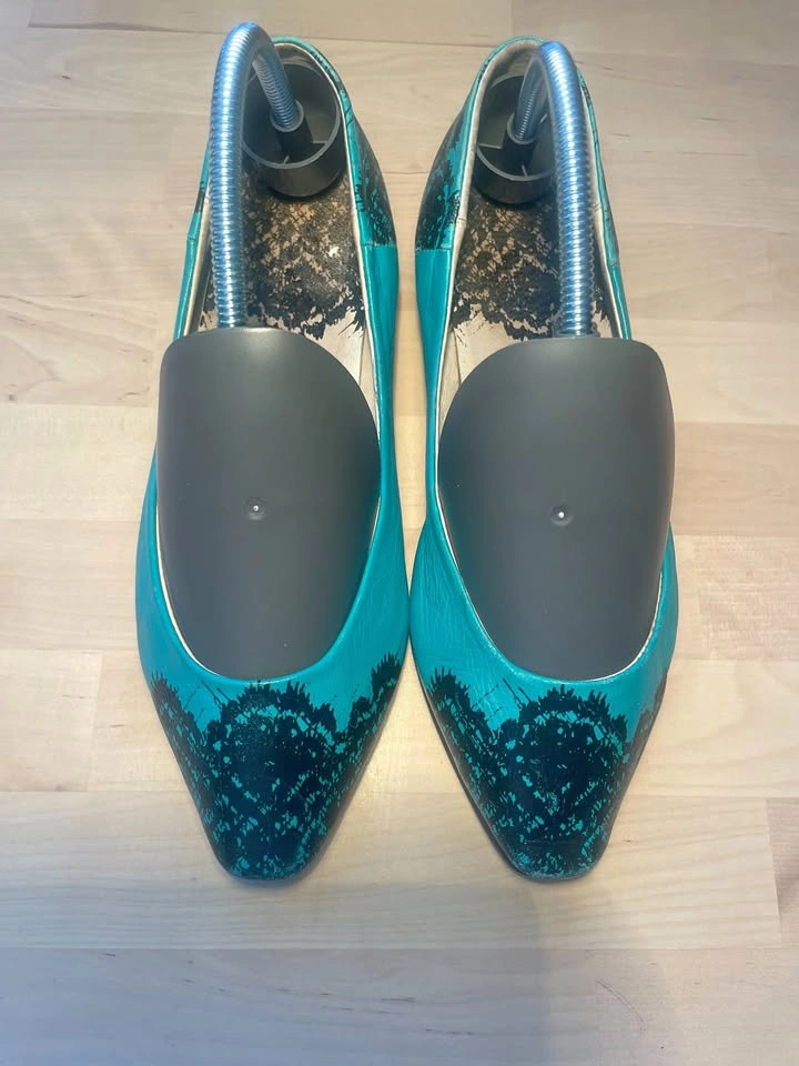 US 6, Corsocomo All leather Green teal slip-on shoes