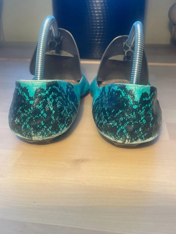 US 6, Corsocomo All leather Green teal slip-on shoes - photo 3