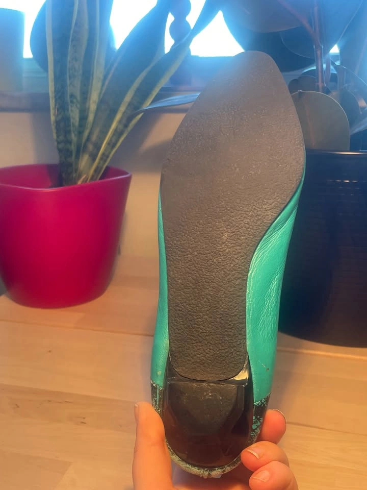 US 6, Corsocomo All leather Green teal slip-on shoes - photo 5