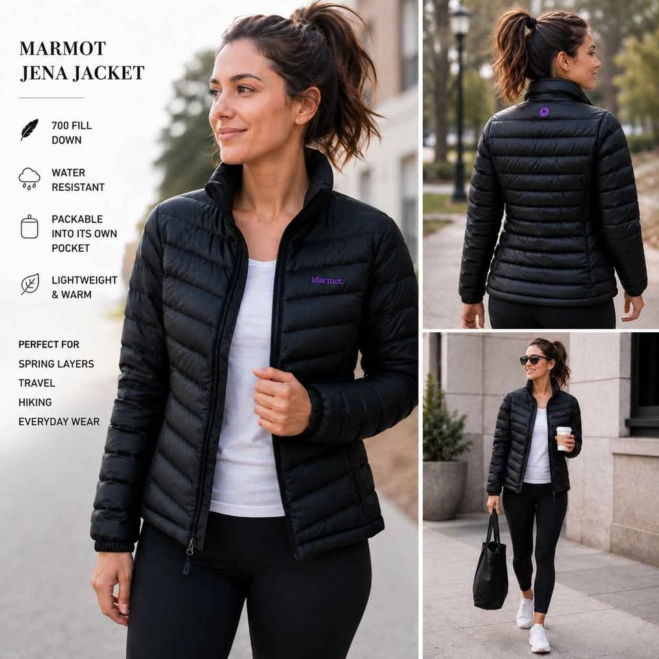 Marmot Jena Packable Down Puffer Jacket Black Small 700 Fill | L - photo 2