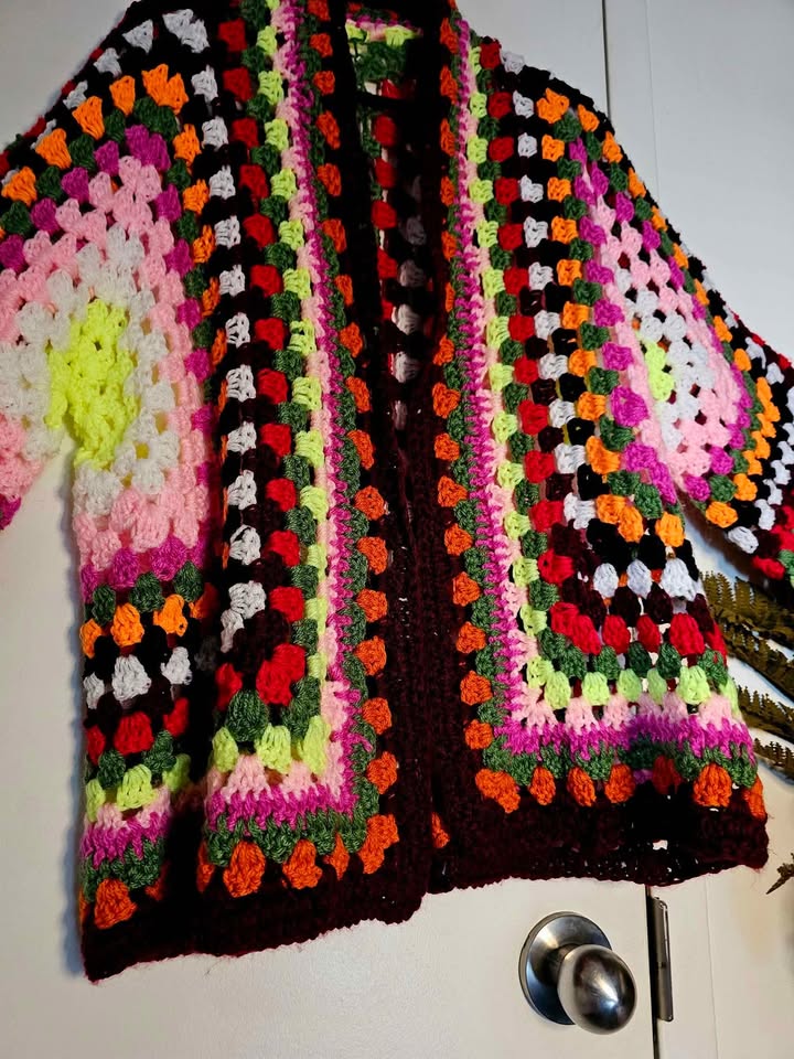 Handmade Crochet Maximalist Hex Granny Square Cardigan Sweater - photo 4