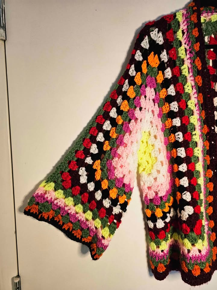 Handmade Crochet Maximalist Hex Granny Square Cardigan Sweater - photo 5