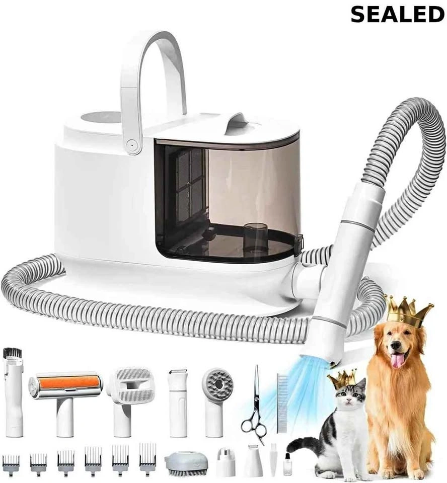 Sealed Bunfly 16-in-1 Pet Grooming Kit & Vacuum (Brown & White)