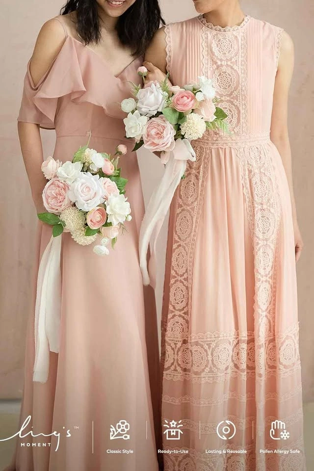 Ling's moment Artificial Bridesmaid Bouquets (Set of 4 - Blush & - photo 3